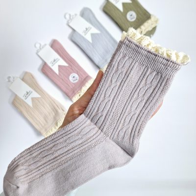 جوراب رنگای پاستیلی کبریتی لب گیپوری ساق سه ربع