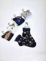 جوراب طرح گل برجسته