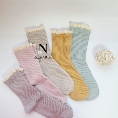 جوراب رنگای پاستیلی کبریتی لب گیپوری ساق سه ربع