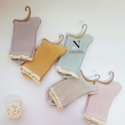 جوراب رنگای پاستیلی کبریتی لب گیپوری ساق سه ربع